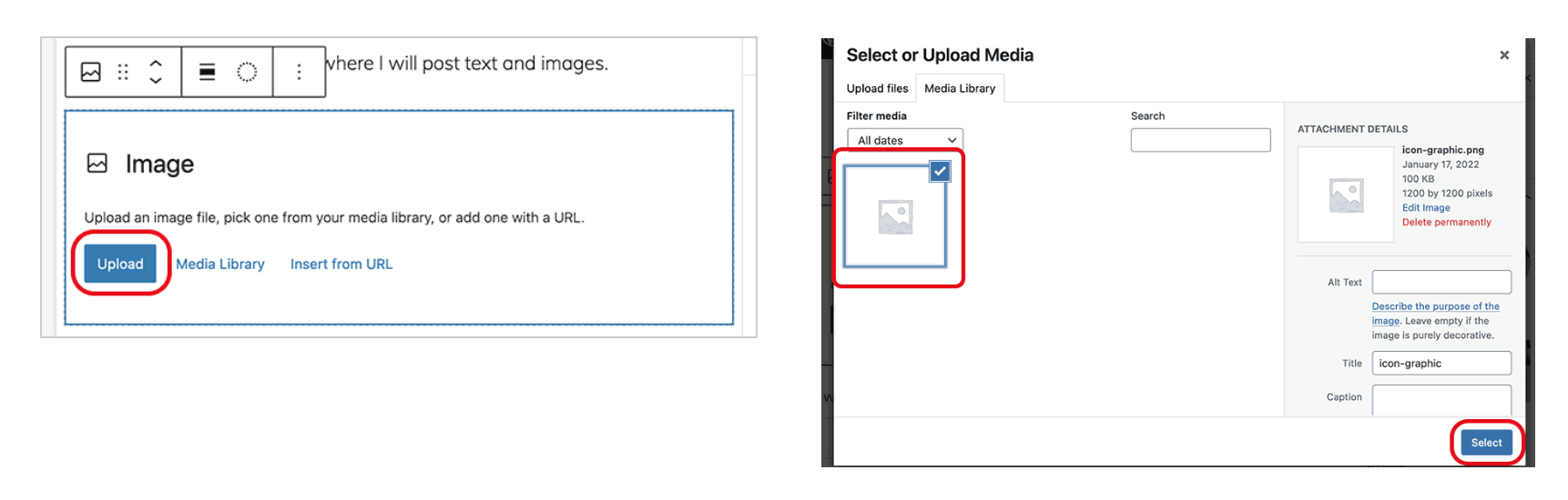 Upload image to your article post